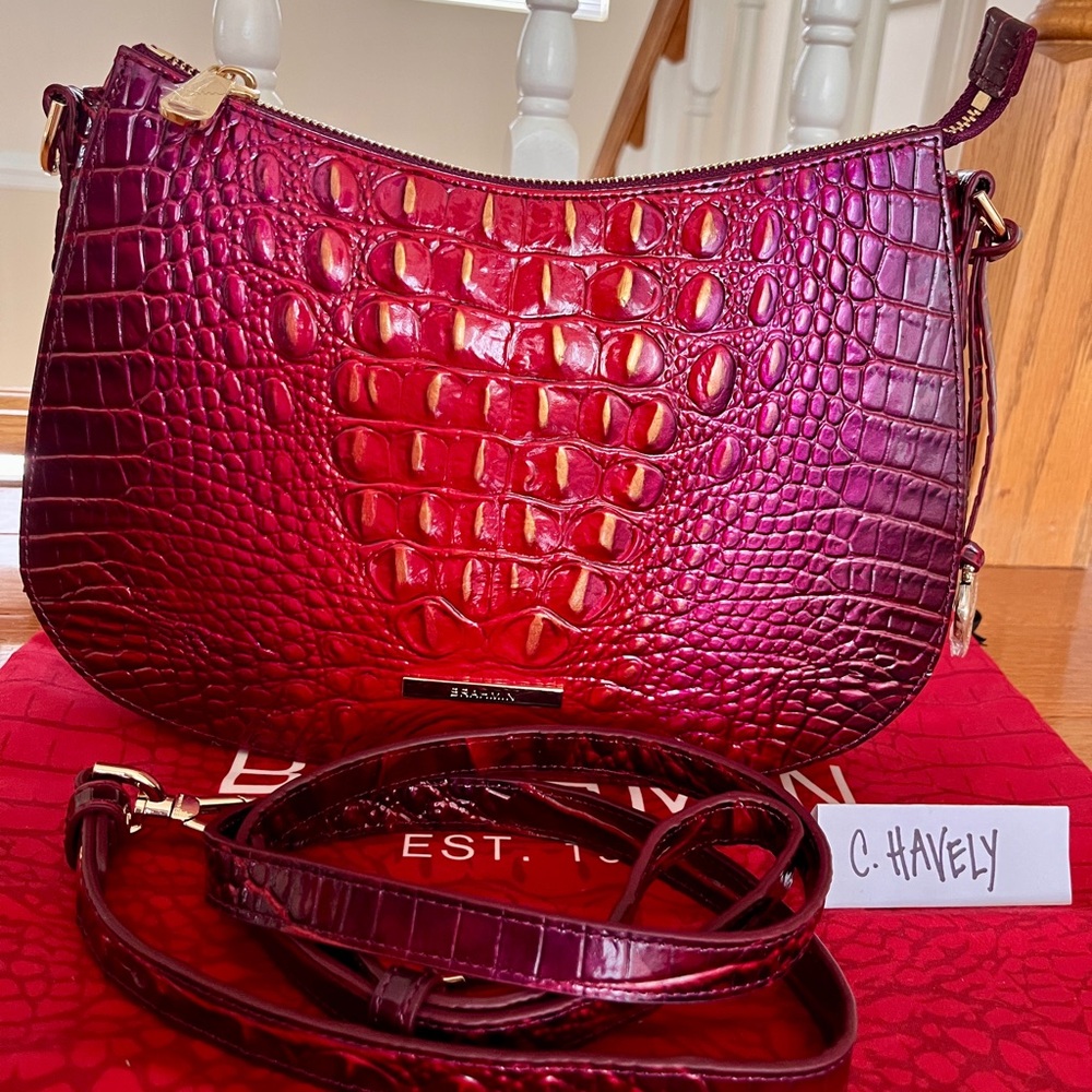 ♥️🎀EUC Brahmin Shayna Crossbody Ruby Melbourne Leather🎀♥️